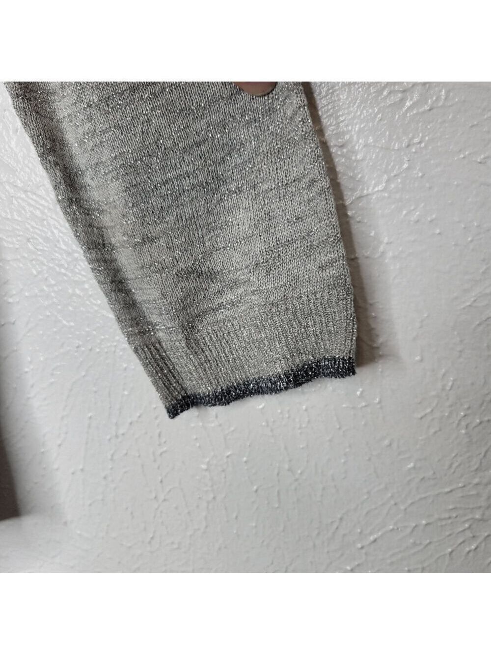 SALE 4/$30 JOIE Tambrel Sweater Silver Metallic Light Sweater Women's Size Med - Picture 6 of 11